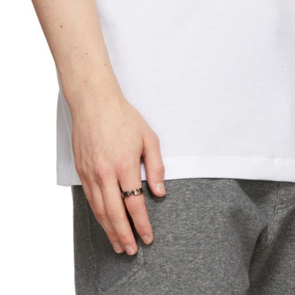 Versace Logo Gunmetal Silver Ring - Picture 2 of 13